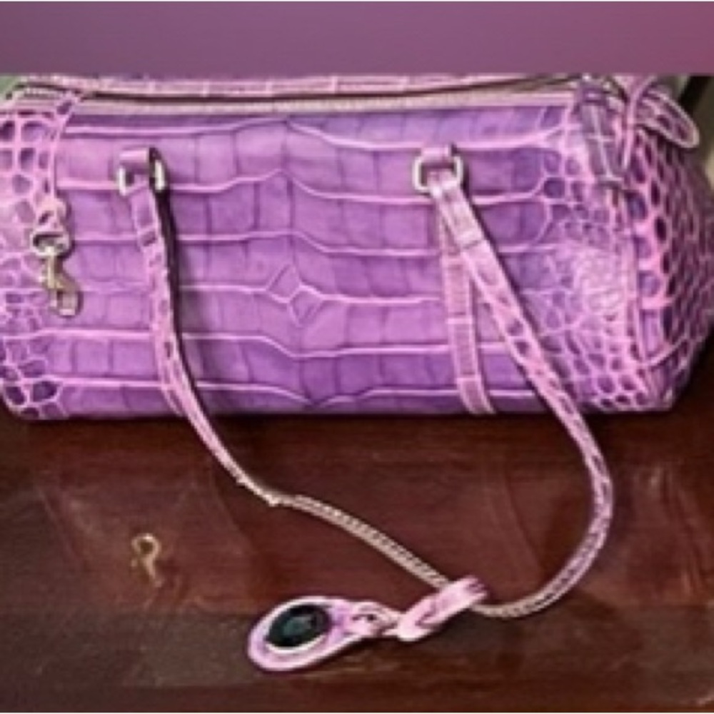 Dooney & Bourke Reptile Embossed Nile Collection Barrel Bag. Stain bottom/side